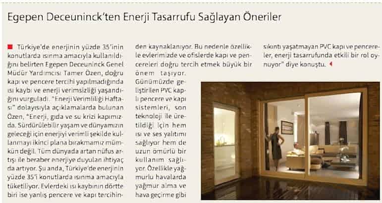Egepen Deceuninck'ten Enerji Tasarrufu Sağlayan Öneriler